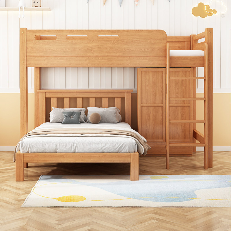 全实木高架床单上层上床下空桌橡木儿童床高低床双层床两层上下床,住宅家具,高架床/高拼床,淘宝优惠券,粉丝福利购,淘宝优惠卷