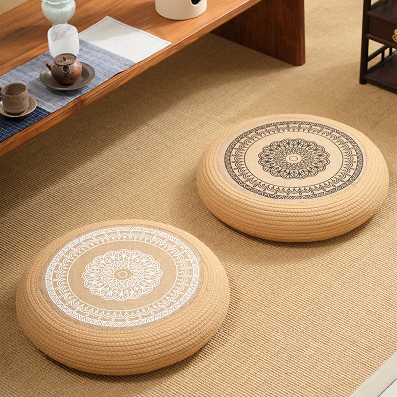 黄麻绳蒲团坐垫家用地上客厅榻榻米垫子加固加厚飘窗卧室圆形坐墩