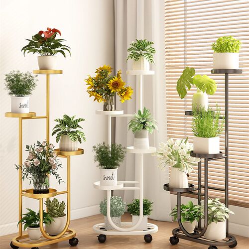 花架子多层阳台置物架铁艺植物y摆放花盆托花架可移动客厅落地式L
