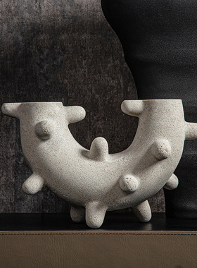 现代简约家居几何半圆形抽象雕塑摆件样板房售楼处玄关书房装饰品