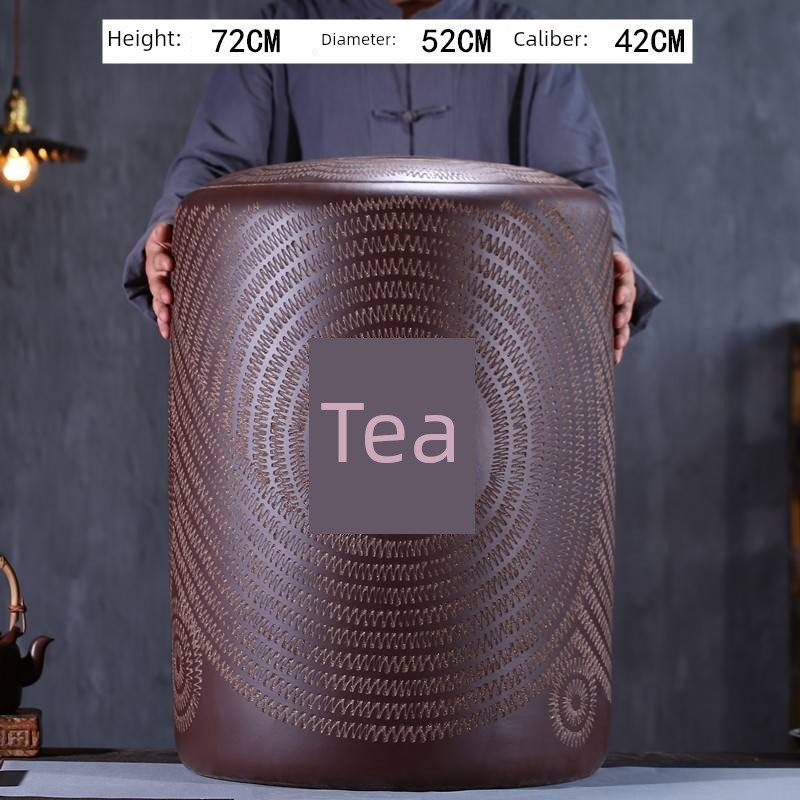 宜兴紫砂大罐特大号茶叶罐手工普洱散茶饼罐大规V格密封茶
