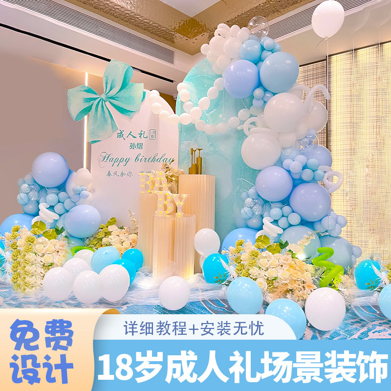 18岁升学宴布置成人礼网红生日装饰场景背景墙女孩气球答谢宴kt板