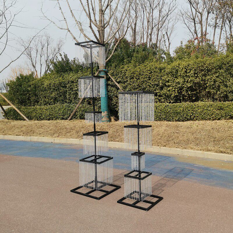 新款婚庆道具韶华路引装饰珠帘串韩式婚礼布置方型摆件水晶路引