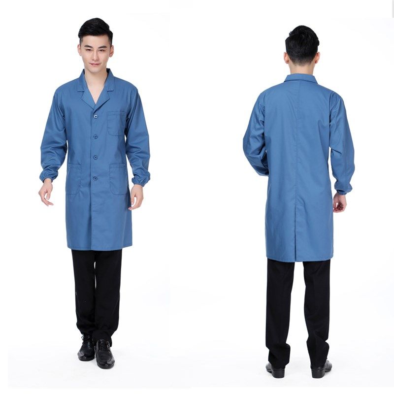 天青蓝大褂长袖工作服护工防污尘搬运工劳保厂服实验服男女春秋款