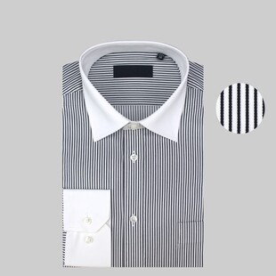 春季新品全棉白领黑n色条纹长袖衬衫 男商务正装绅士纯棉衬衣精品
