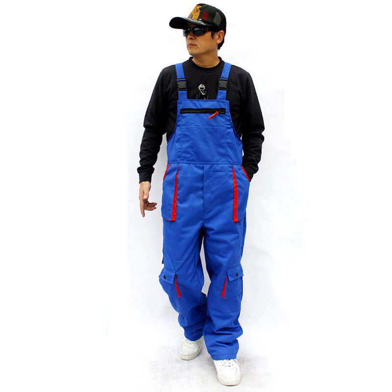 宽松大码连体服背带裤表演服汽修服维G修安装工装耐磨劳保工作服