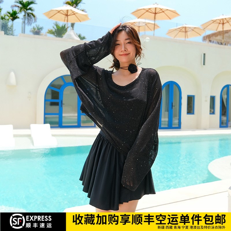 莉姿家大码连体泳衣女胖mmv200斤长袖显瘦保守高级感微胖女孩遮肉