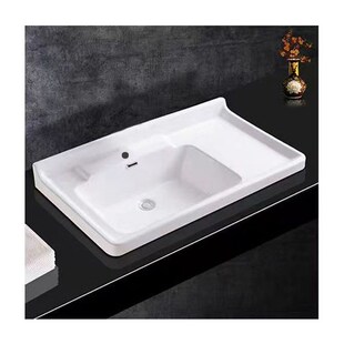 一体成型陶瓷盆厕所左盆双孔三孔四孔台上洗衣柜盆洗手洗脸盆定制