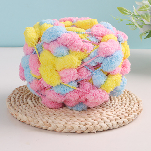 网红大球球线编织盖毯织垫子毯子围巾沙发垫新款纯色毛球线团