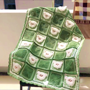 可爱羊咩咩毯子diy编织材料包毛线钩针小猪毯子手工宝宝毯子现货