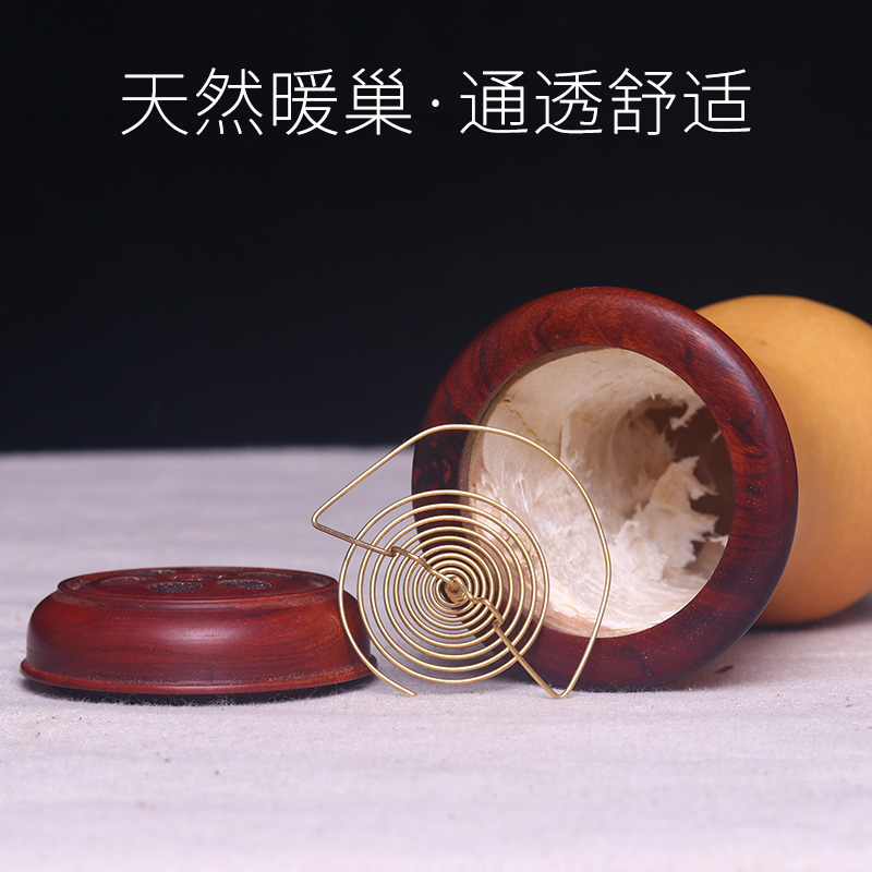 葫芦摆件蝈蝈葫芦叫罐精品过冬天然手把件鸣虫竹蛉蛐蛐文玩镶口盖