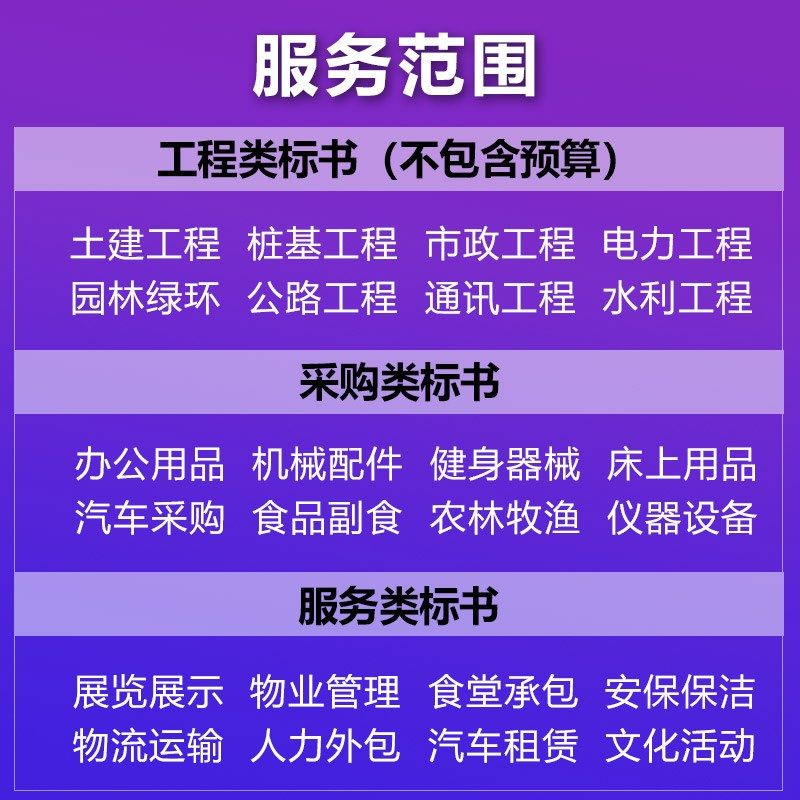 标书制作投标标书制作代做食堂采购餐饮服务国网工程造价预算太原