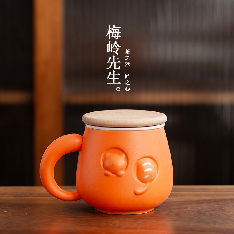 可爱猫粉色igns风马克杯带盖可爱杯子情侣陶瓷水杯茶杯泡花茶杯子