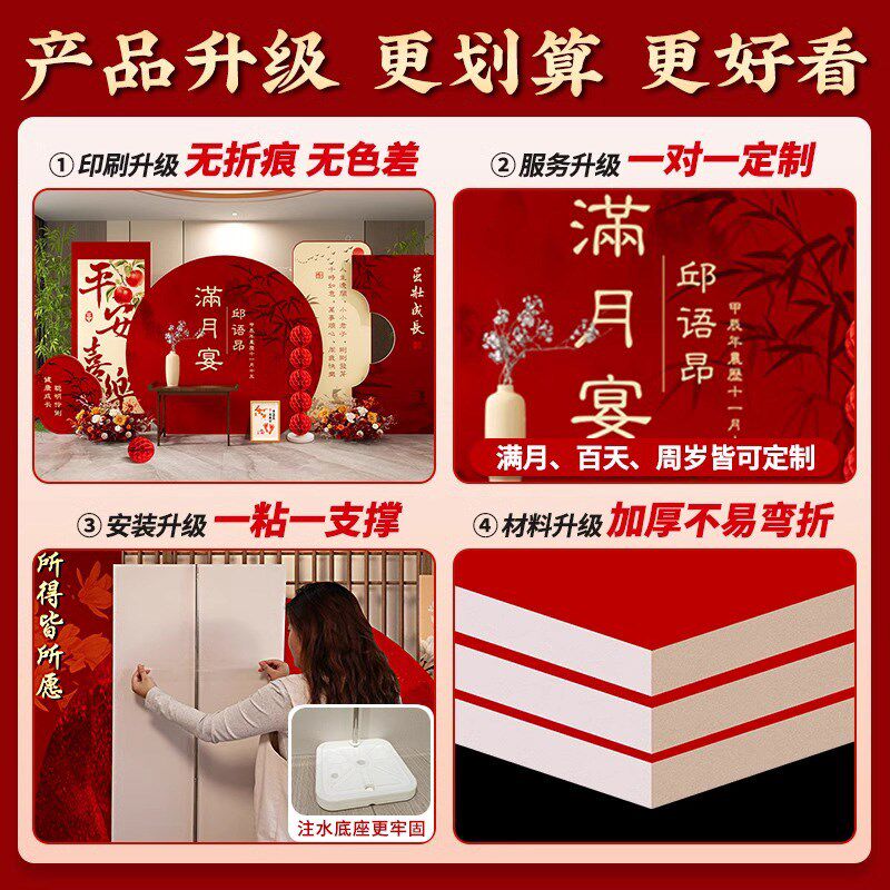 宝宝满月仪式感百天百日宴场景布置氛围感装饰kt板背景墙满月酒蛇