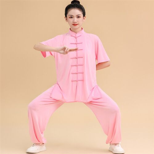 牛奶丝太极服女夏季新款练功服男套装中老年武术服太极拳练功服装