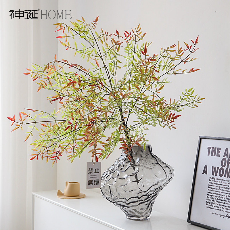 南天竹仿真绿植假花仿真花客厅摆设F室内造景装饰植物盆栽花艺摆