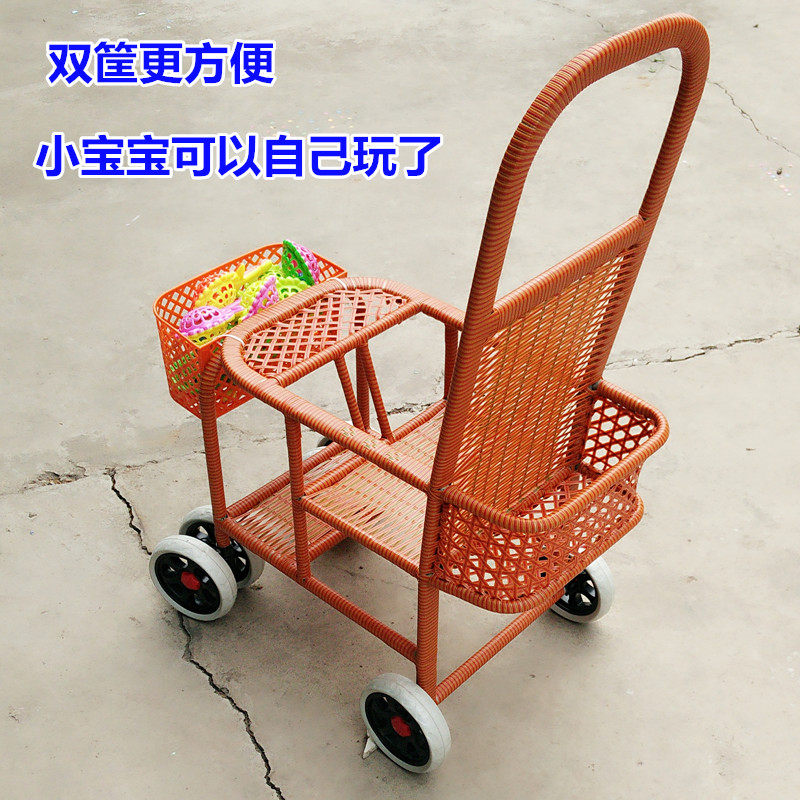 婴儿仿竹藤推车藤椅手推车儿童藤编车宝宝K仿藤手推车轻便幼儿餐