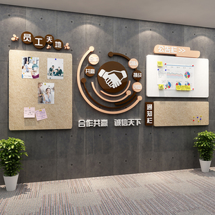 毛毡文化墙面办公司室氛围布置装饰企业员工团队风采照片告栏展示