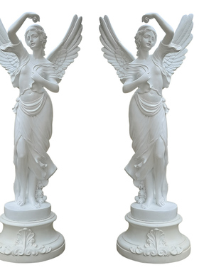 对称镜像款欧式天使摆件大型玻璃钢人物雕塑家居客厅花园庭院装饰
