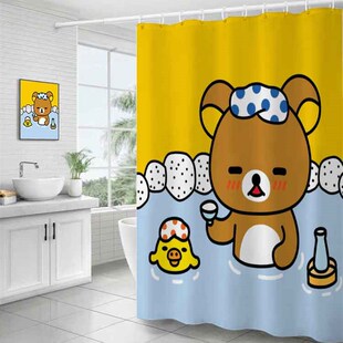 浴室浴帘卫生间隔断套装免打孔窗帘子加厚挂帘卡通防水布洗澡拉帘