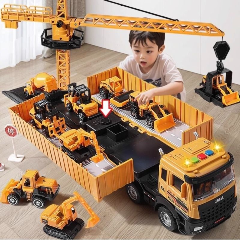 儿童合金工程车玩具套装3-12男孩汽车礼物集装箱吊车4大卡车8小车,玩具/童车/益智/积木/模型,惯性/回力/滑行玩具,淘宝优惠券,粉丝福利购,淘宝优惠卷