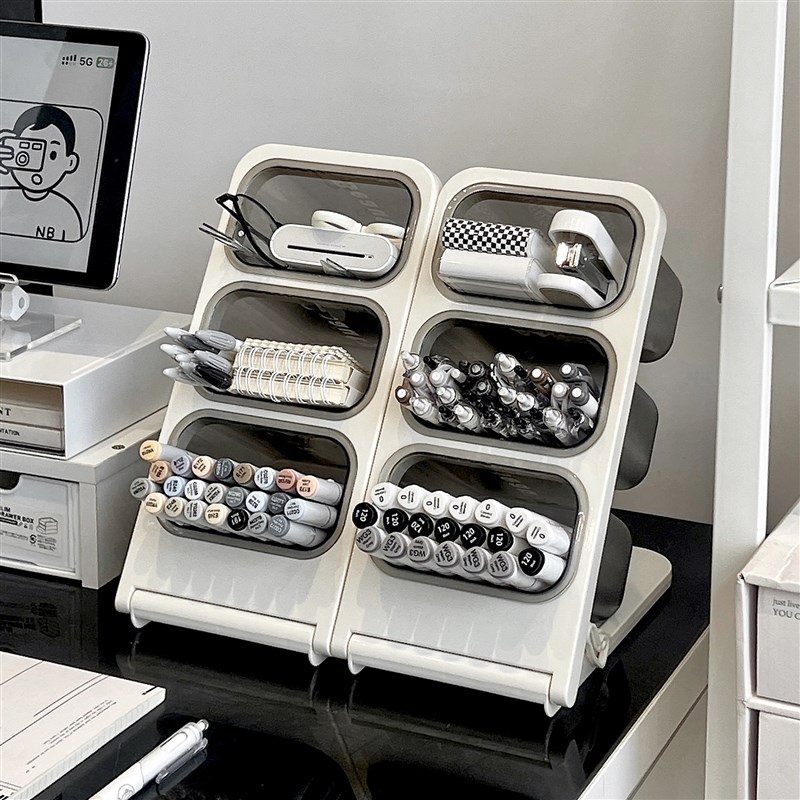 斜插式笔筒文具收纳盒大容量小学生书桌笔桶置物架办公室桌面笔架