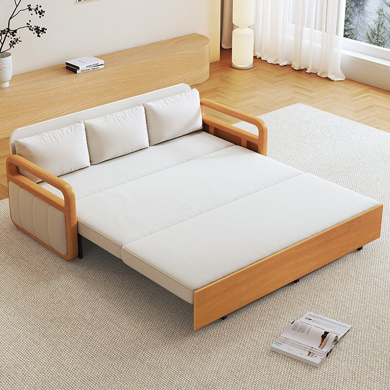 实木沙发床客厅多功能两用可折叠抽拉式小户型单人双人2024年新款