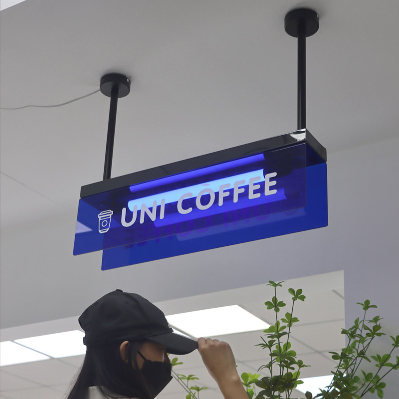 双面发光亚克力h灯箱广告牌 室内吊挂展示牌收银台悬挂INS招牌定