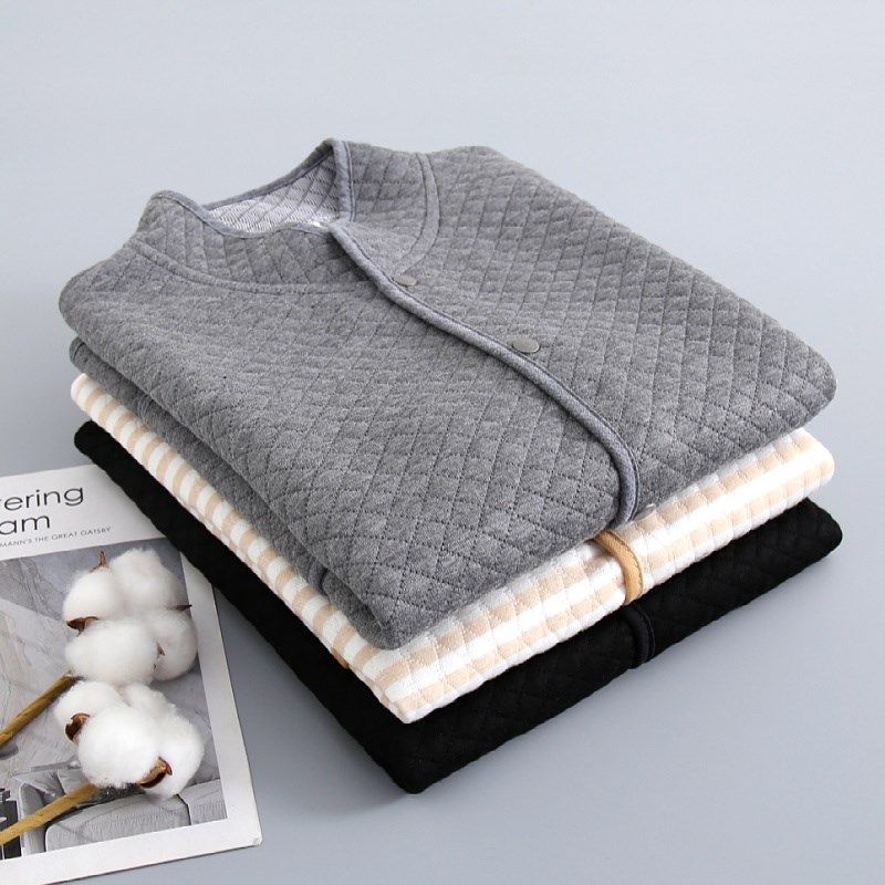 老年人保暖c内衣夹棉春秋中厚纯棉大码开衫半袖马甲冬季女款坎肩