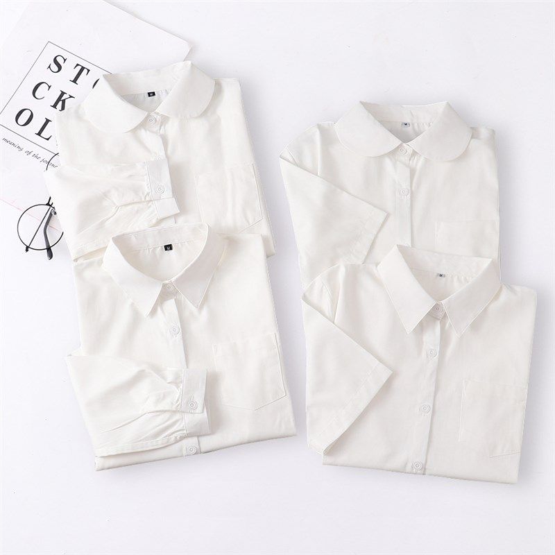 JK制服长袖白衬衫日系校服衫jk奶白丸襟角襟百搭长袖尖领圆领衬衫,女装/女士精品,衬衫,淘宝优惠券,粉丝福利购,淘宝优惠卷