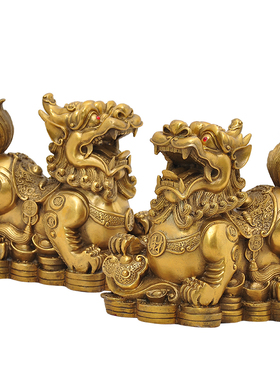 纯铜招财貔貅摆件皮丘一对客厅新房客厅公司办公室饭店大堂工艺品