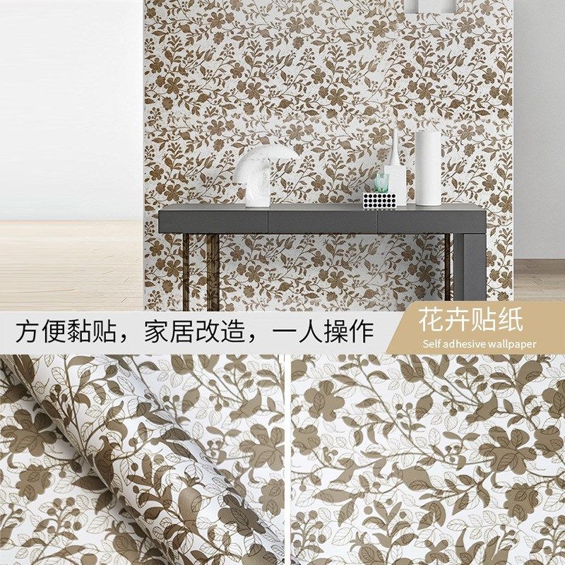 墙纸自粘防水防潮装饰贴温馨卧室客厅背景墙贴纸翻新橱柜宿舍壁纸