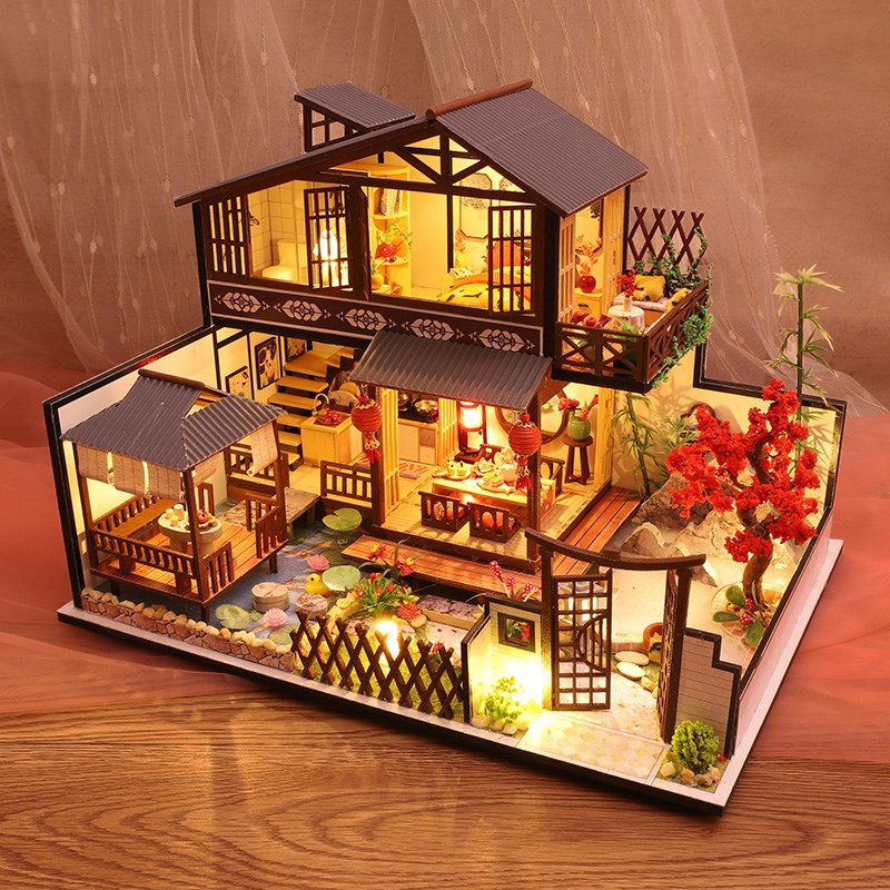 DIY小屋模型屋古建筑中式阁楼大型别墅房子手工艺品制作女生礼物