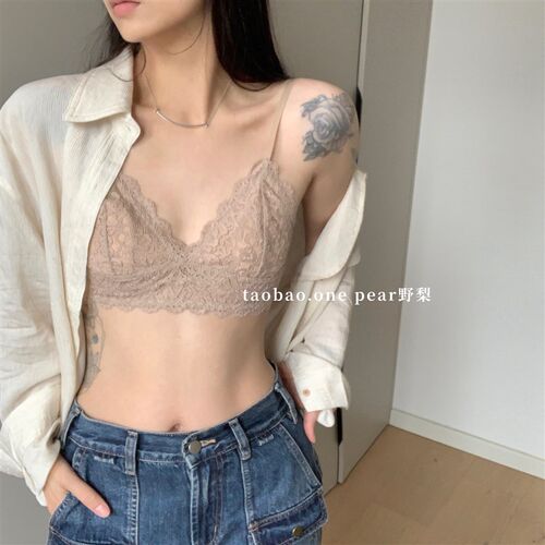 蕾丝控/法式f内衣女夏全蕾丝兔耳杯薄款无钢圈小胸美背显胸小文胸