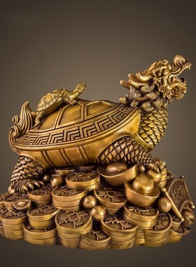 全铜母子龙龟摆件大小号庭院玄关客厅店铺家居酒柜装饰物祝寿礼品