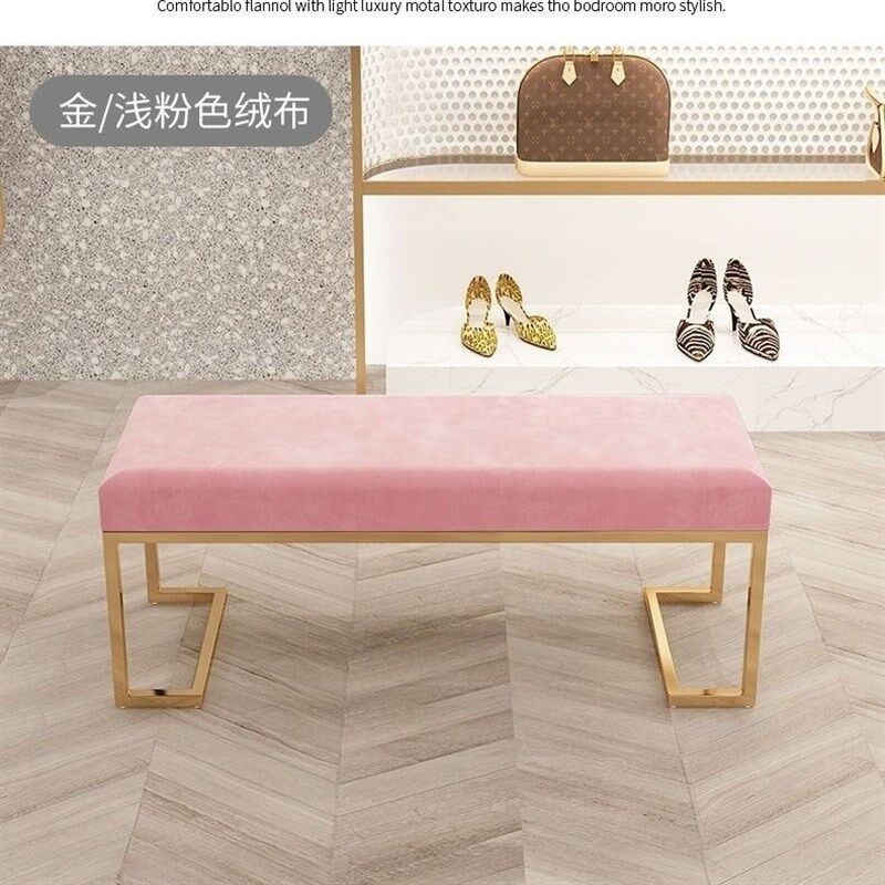 网红服装店长条凳沙发凳试衣间鞋店试鞋凳简约美发店铁艺长条椅子