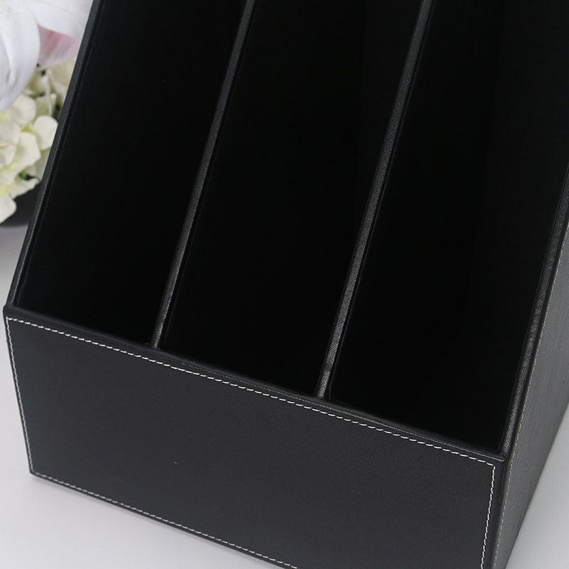 皮质三层办公桌面文件架子多层资料框文件夹收纳盒整理栏筐置物架