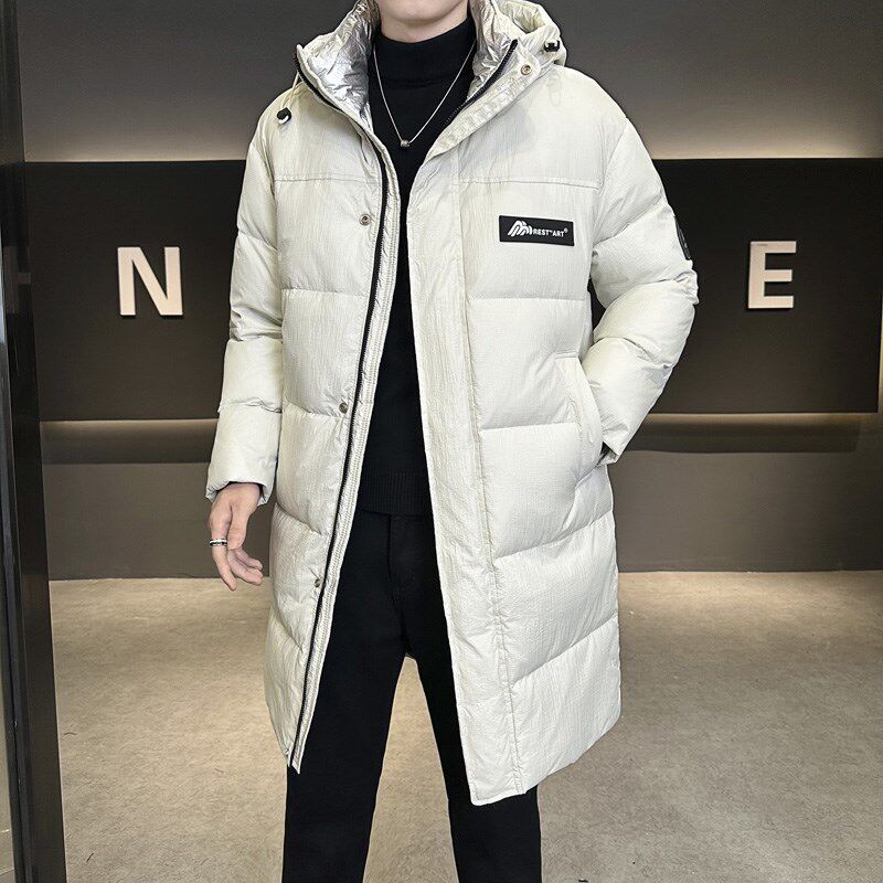新款加长加厚羽绒服男长款过膝中长款情侣冬装男女宽松休闲连帽潮