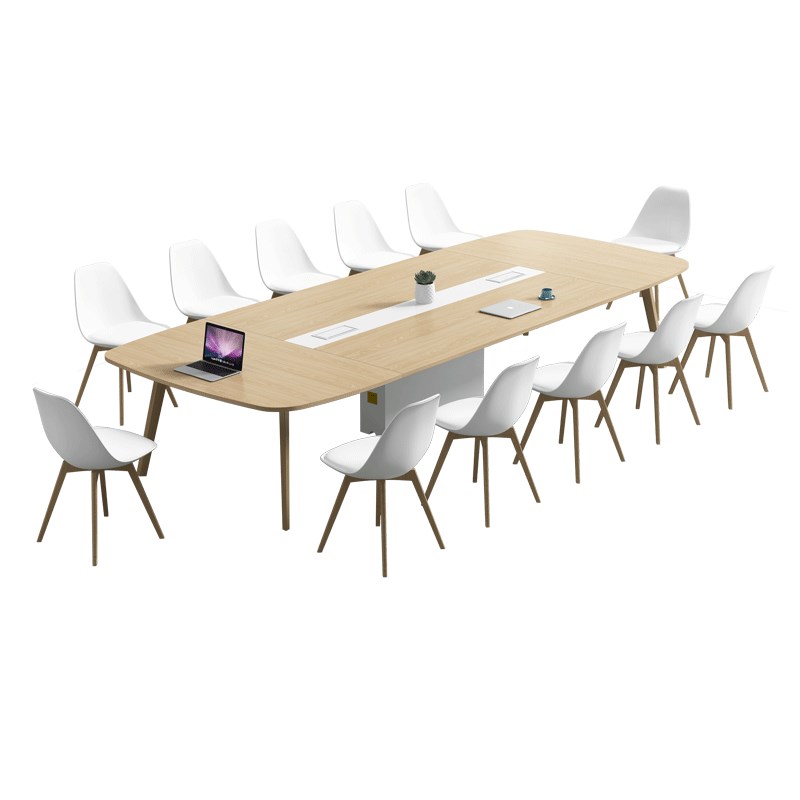 工业风会议桌简约现代长条桌椭圆形实木长桌办公桌大型会议工作台