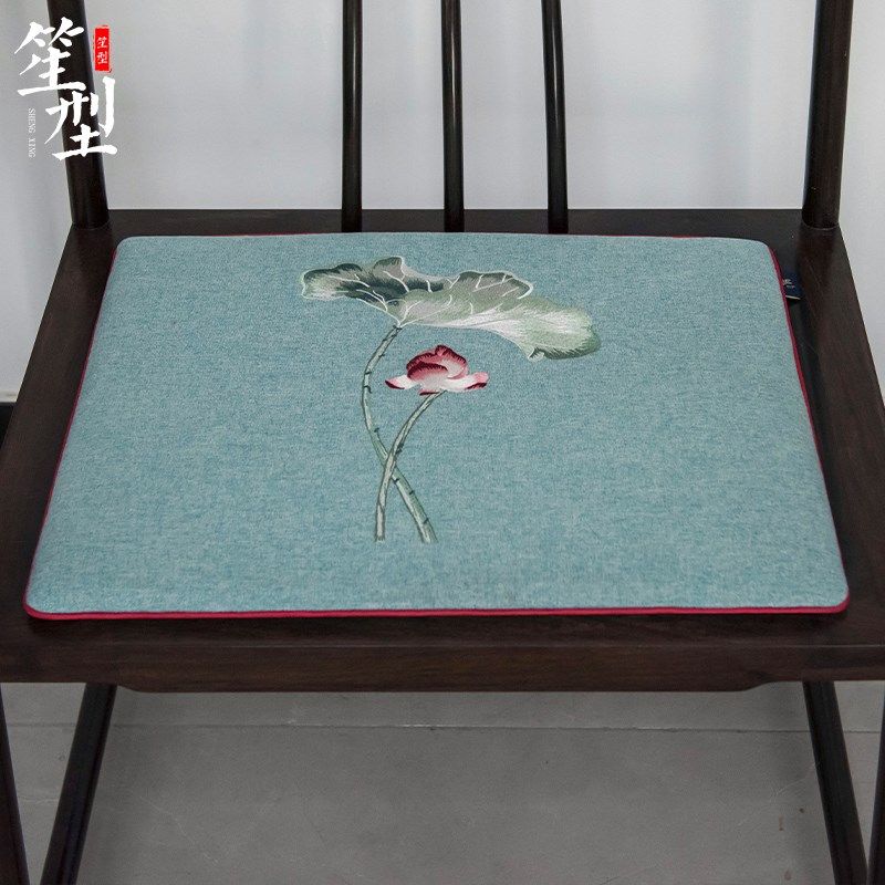 新中式刺绣椅垫红木沙发坐垫子新古典实木家具圈椅茶椅座垫定制