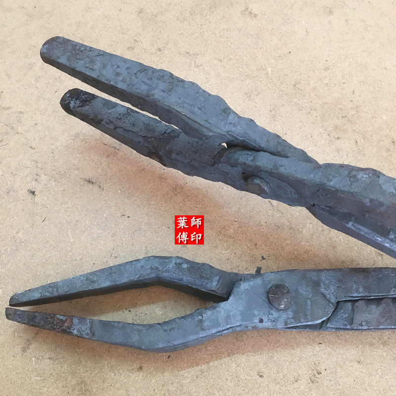 包邮铁匠钳子手j工夹钳尖嘴铝锭圆口扁咀铁钳工业钳溶铝锭钳铁夹