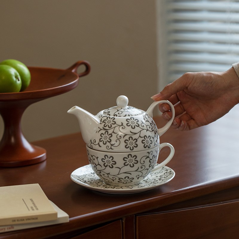 陶瓷茶壶子母壶套装 田园风下午茶餐具咖啡杯碟花茶壶单人泡茶壶