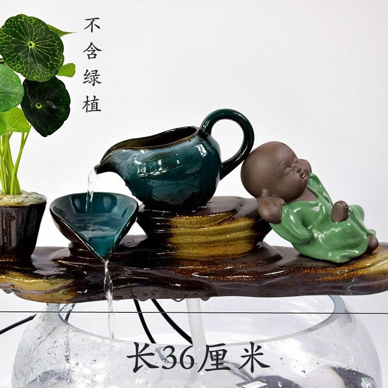养鱼缸盆石槽小流水景口喷泉圆型玻璃陶瓷搭配件循环增氧装饰DIY