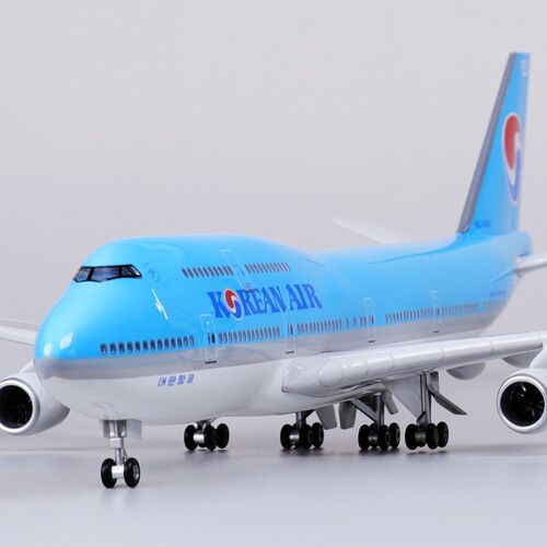 飞机模型带轮子带灯航空仿真拼装民航EB747客机航模礼品47厘米