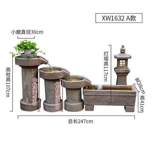 石磨喷泉摆件阳台花园装饰循环水造景鱼池假山流水景观庭院简约