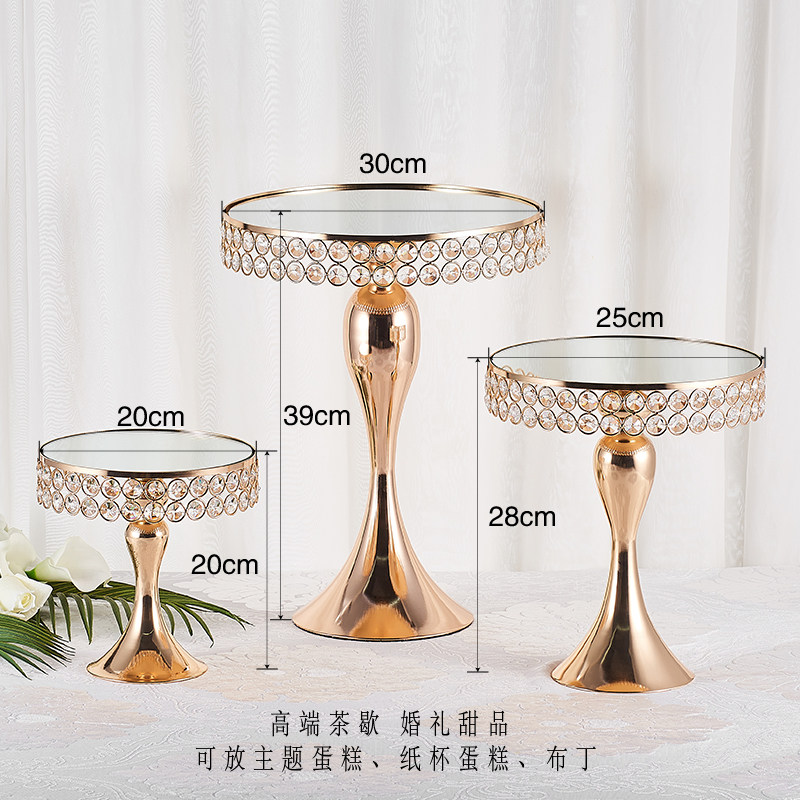 新金色欧式多层蛋糕架子婚礼茶歇甜品台装饰摆件自助餐下午茶餐具