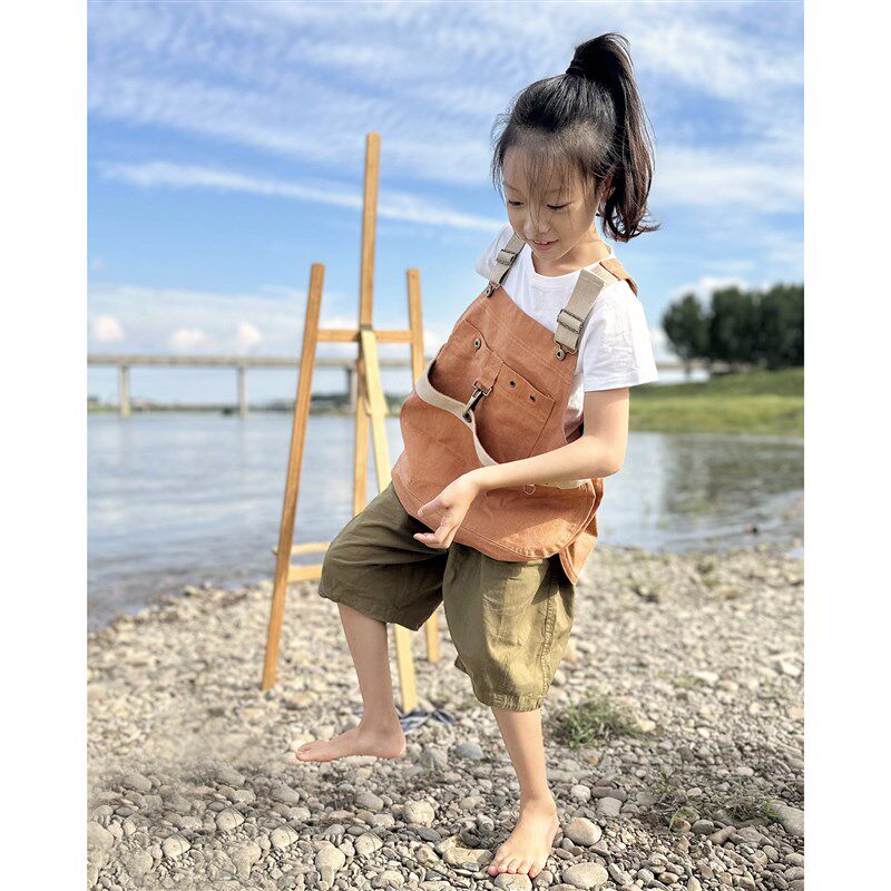 儿童围裙简约成人罩衣防污幼儿园活动班服美L术画画亲子定制印log