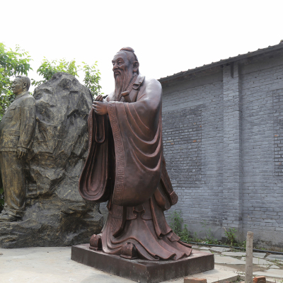 孔夫子玻璃钢人物雕塑制作园林大型校园落地铸铜雕像文化景观定制