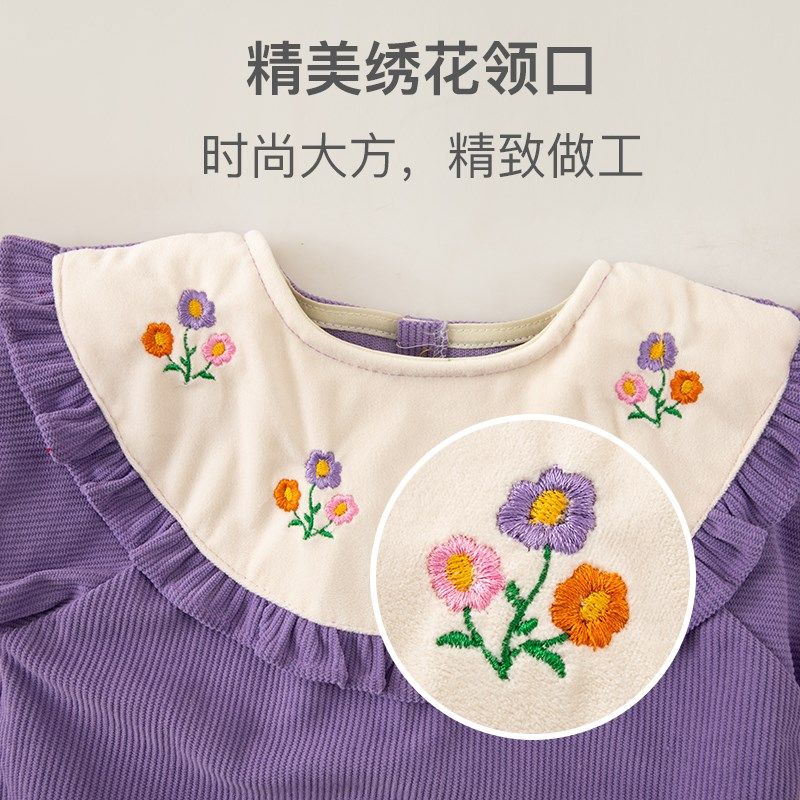 冬季新款儿童罩衣女宝宝吃饭围兜防水防脏公主围裙洋气婴儿反穿衣