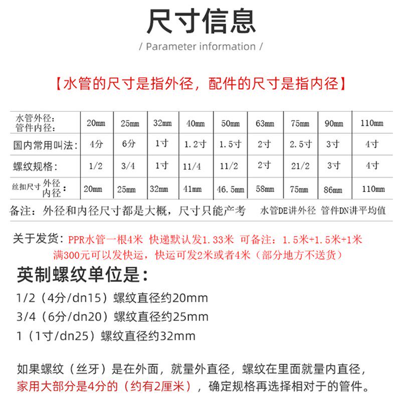 PPR钢丝骨架管 20 25 32 40 50 63 外白内蓝 家装热水管 自来水管